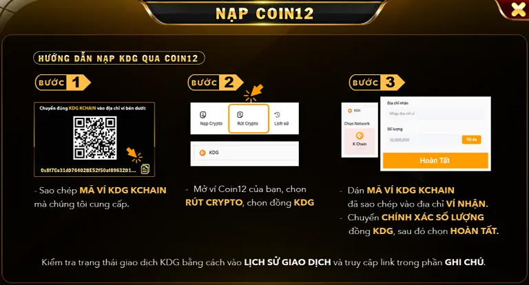 hướng dẫn cách nạp tiền Coin12