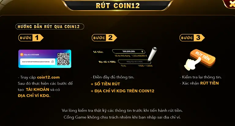 Hướng dẫn cách rút tiền Coin12