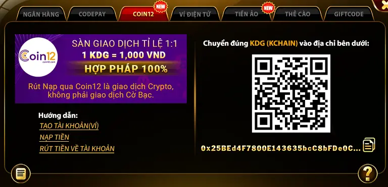 Cách nạp tiền Coin12